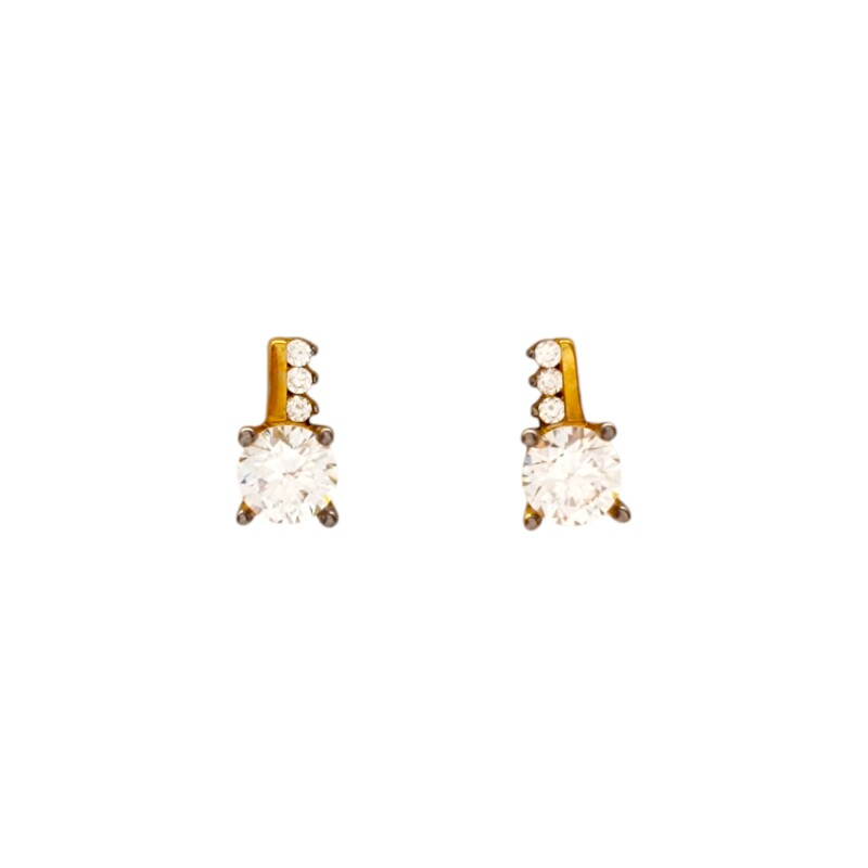 Caravanas Zirconias y oro - Oro bajo - Zirconia- CA8077 sinpiedra