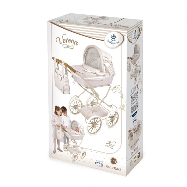 Set Coche Muñecas De Cuevas Niños Juguete Plegable + Bolso Variante Color Crema