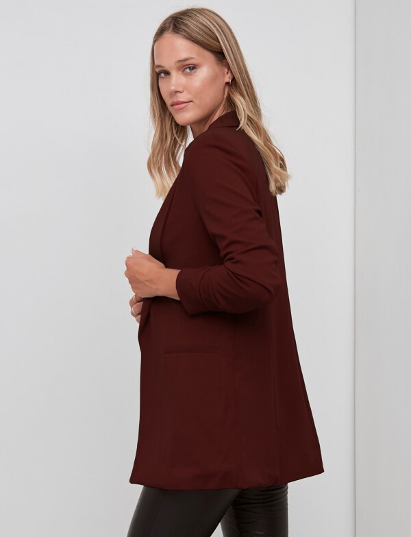 Blazer Crepe Manga Fruncida BORDEAUX
