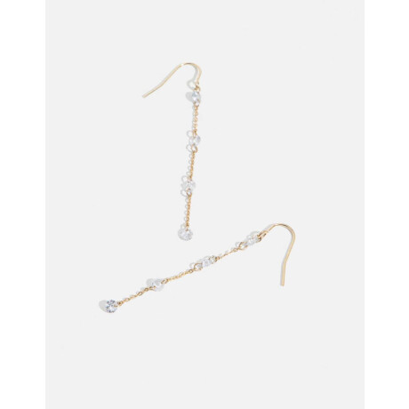 Aros Largos Con Cubic Zirconia Dorado