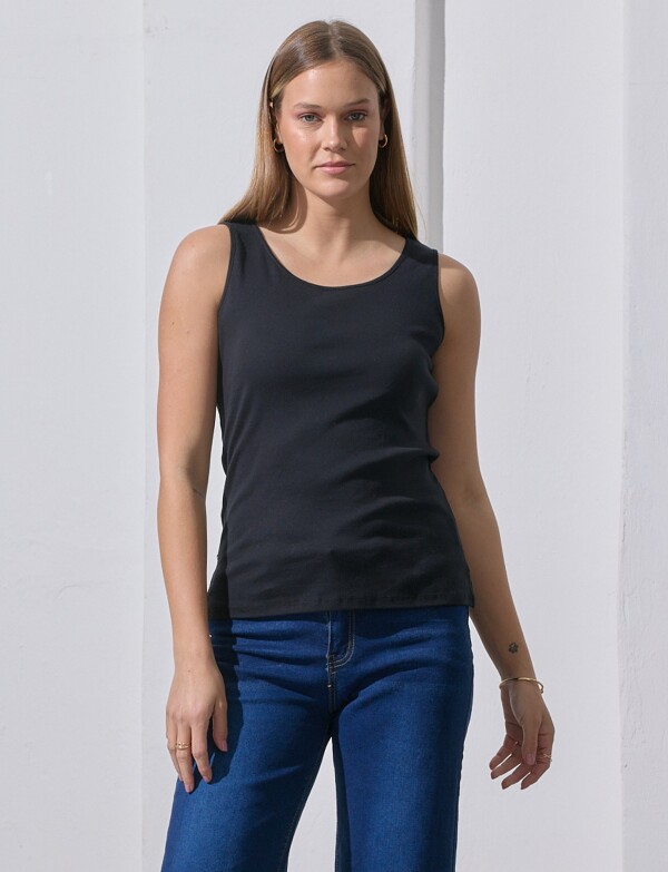 Musculosa Algodon Basica NEGRO