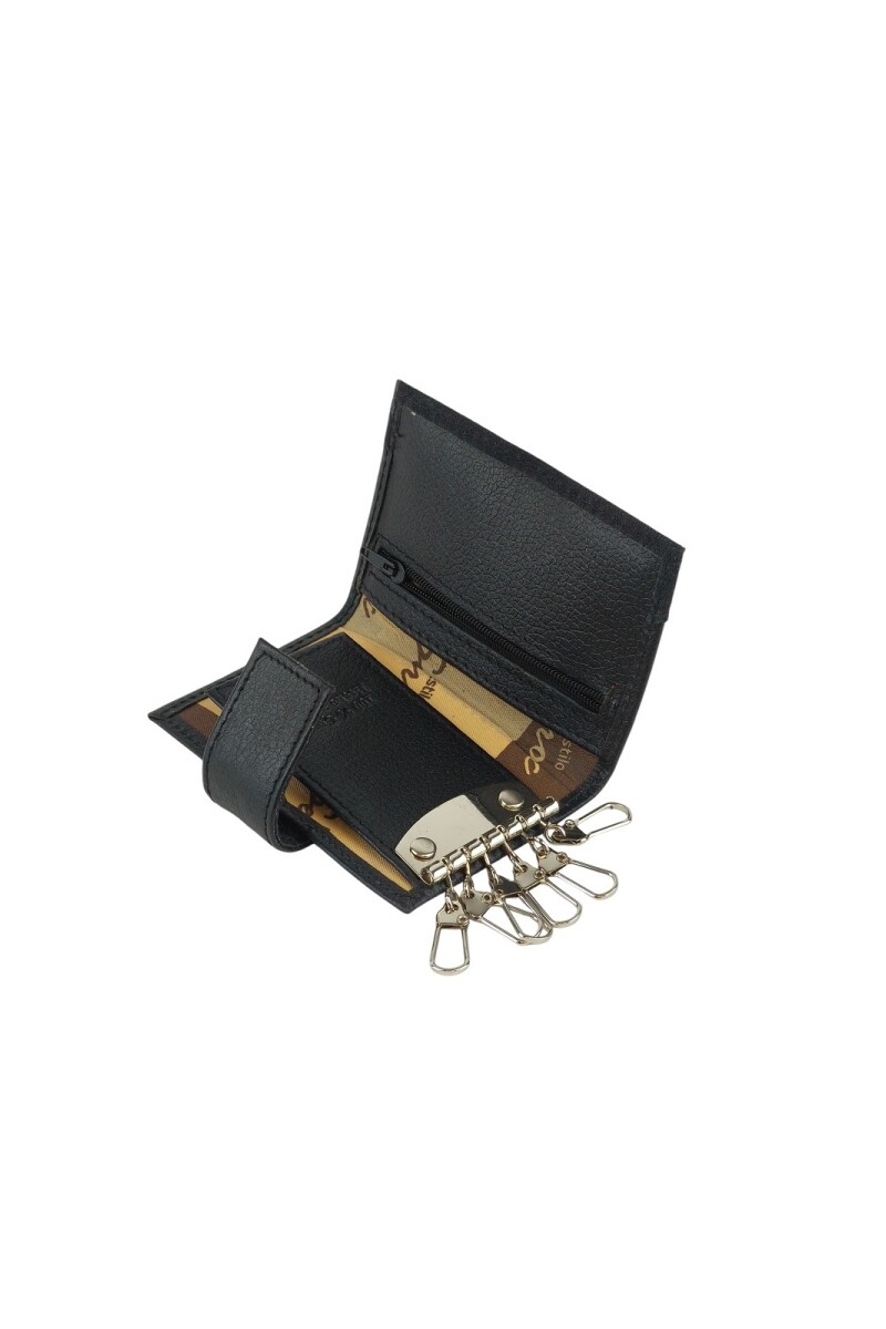 Porta llaves en cuero lo broche Negro 1