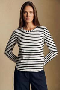 Remera Rayada Algodón Elastano Nácar