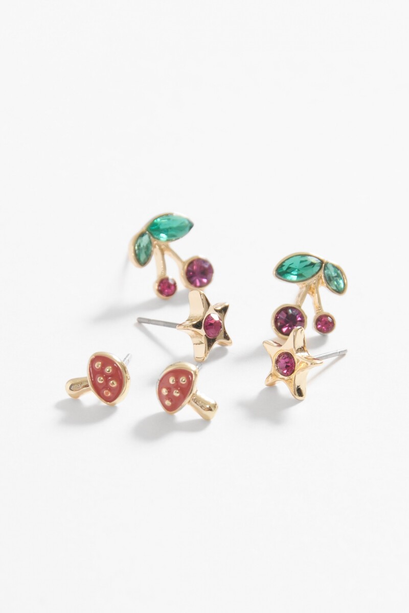 Set de caravanas pin strass dorado