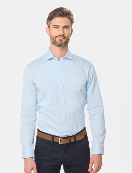 CAMISA DE VESTIR CON SPANDEX Celeste