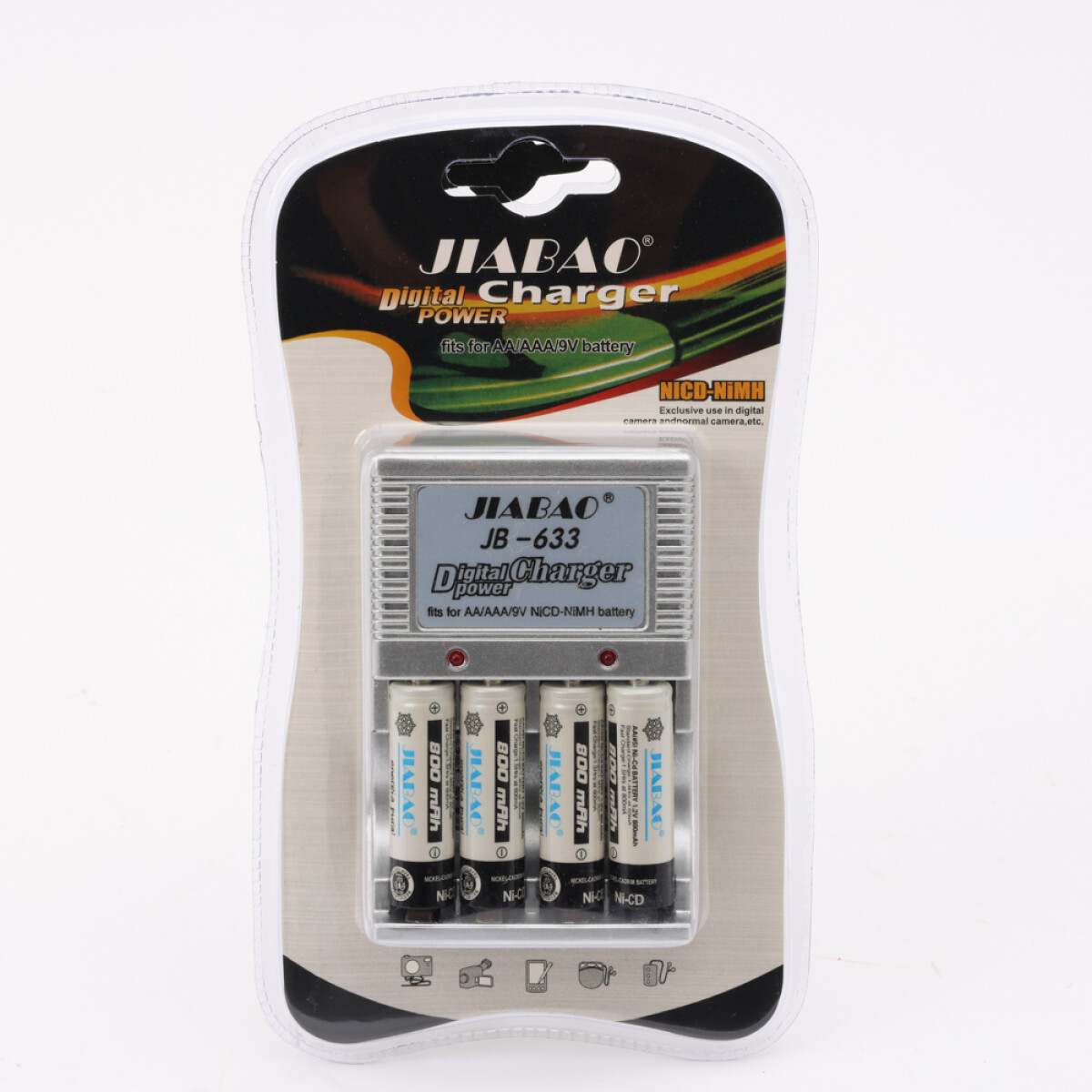 Cargador de pilas JB633 AA AAA 9V incluye 4 pilas recargables AA 