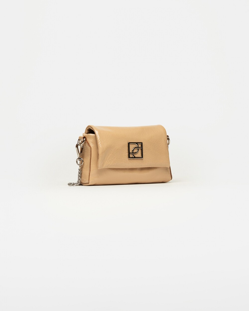 Mini bag Bloom en cuero charol arrugado Camel Niquel