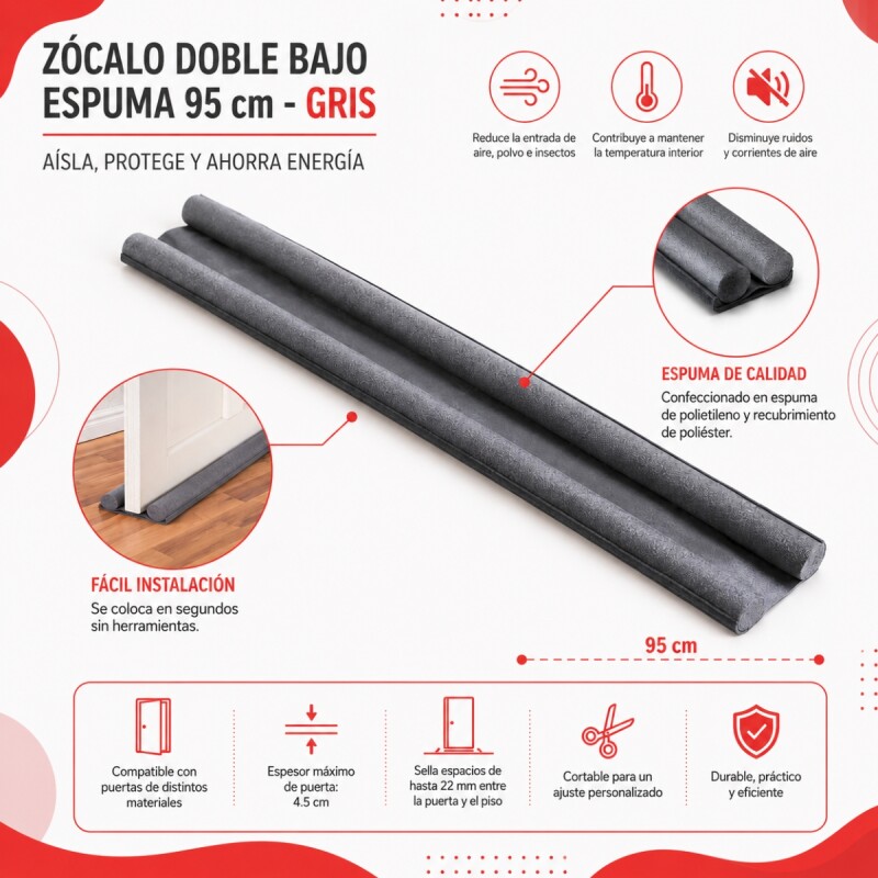 Zócalo doble bajo espuma 95 cm GRIS