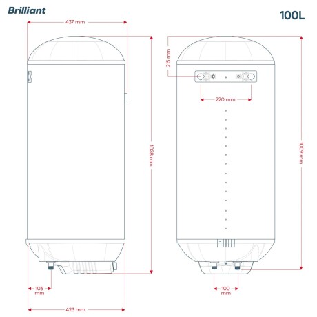 TERMOTANQUE BRILLIANT ACERO 100 LITROS BREV100WH