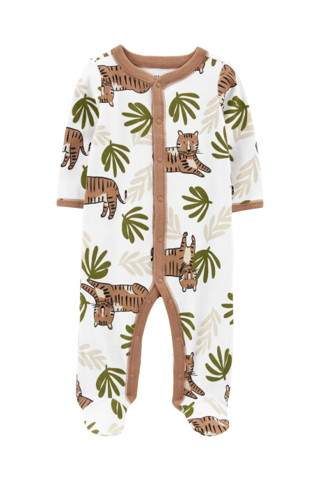 Pijama una pieza de algodón con pie diseño tigres Pijama una pieza de algodón con pie diseño tigres