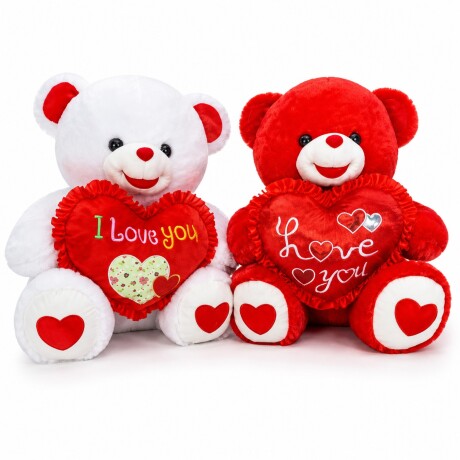 Peluche Oso Rojo y Blanco con Corazón Love You Tamaño 30CM 001