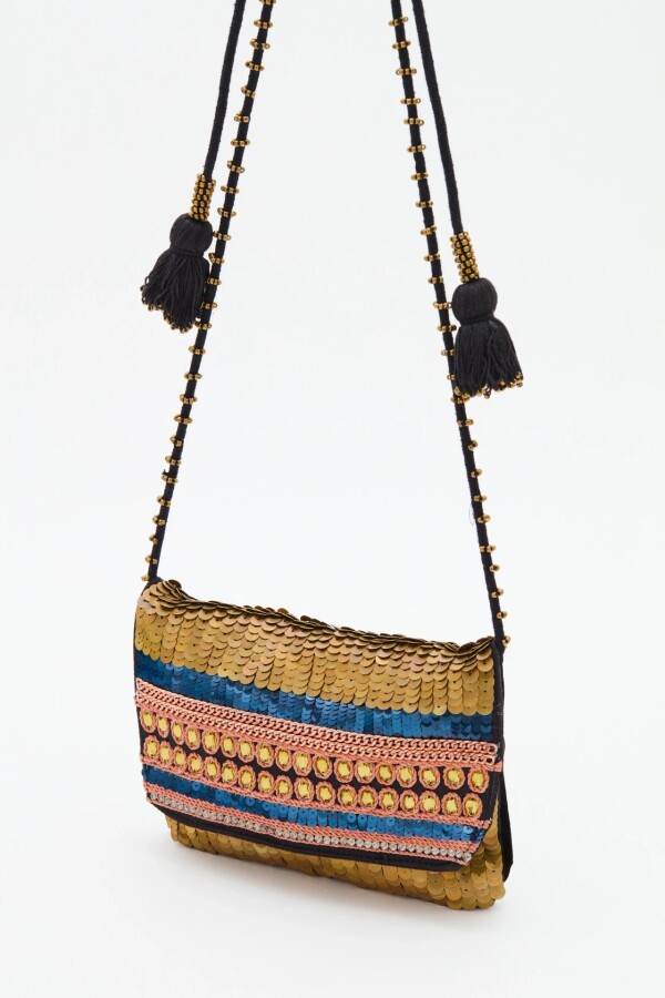 Cartera Mini Sequins Oro Viejo