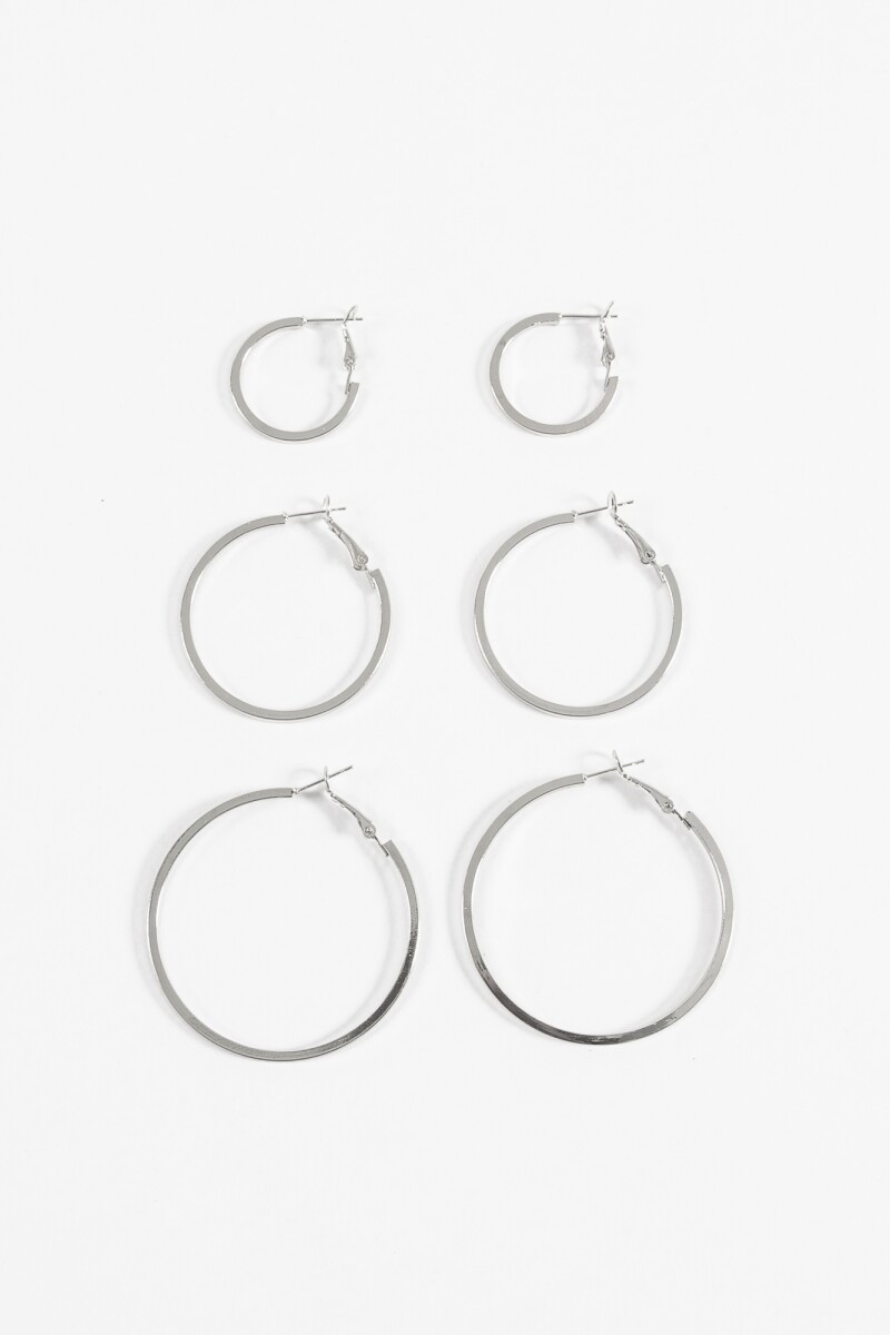 Set de aros gruesos plateado