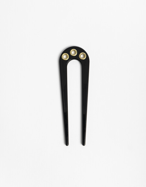 Peinetas y Palitos Acrilico Palito De Acrilico Con Detalles En Metal - Negro