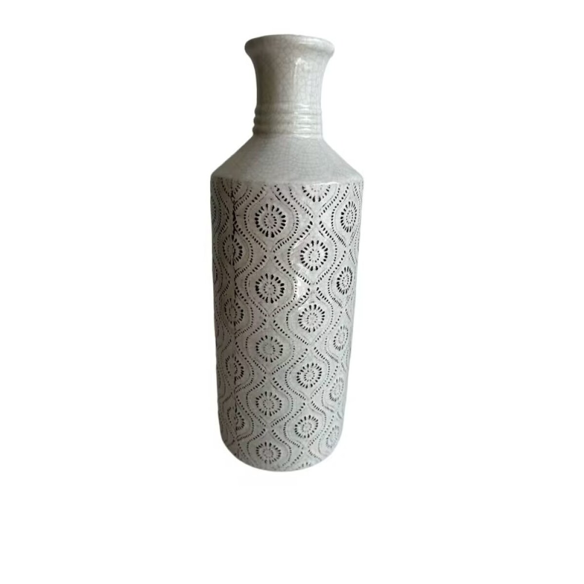 FLORERO ÉTNICO CERÁMICA 11X11X31 BLANCO 