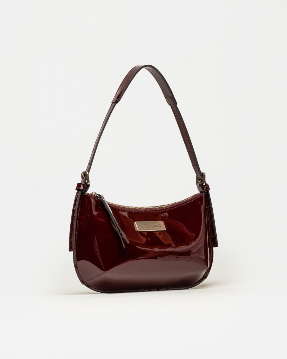 Cartera al hombro Mia en cuero Bordeaux