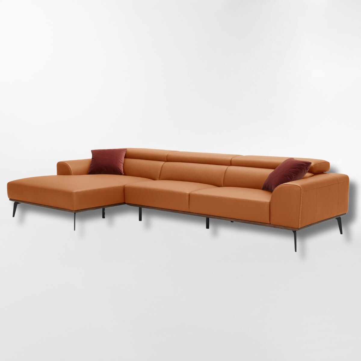 Sofá con chaise DUNA TELA Marrón IZQUIERDO 