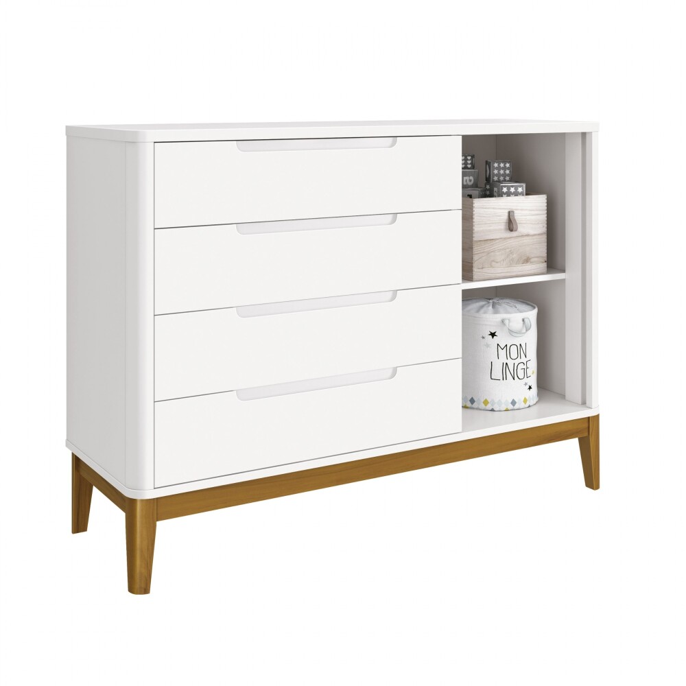 Cómoda Zapatera 4 Cajones 1 Puerta - Boom Blanco