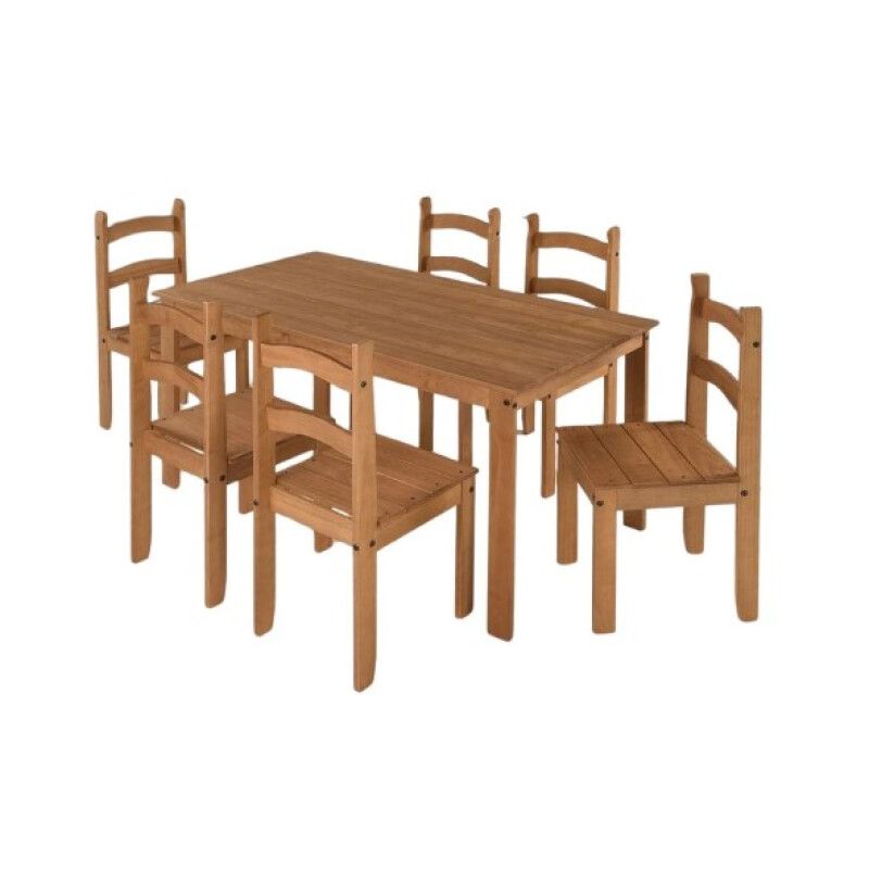 Juego de Comedor Francine 6 Sillas Madera Natural Mesa 140 cm Juego de Comedor Francine 6 Sillas Madera Natural Mesa 140 cm