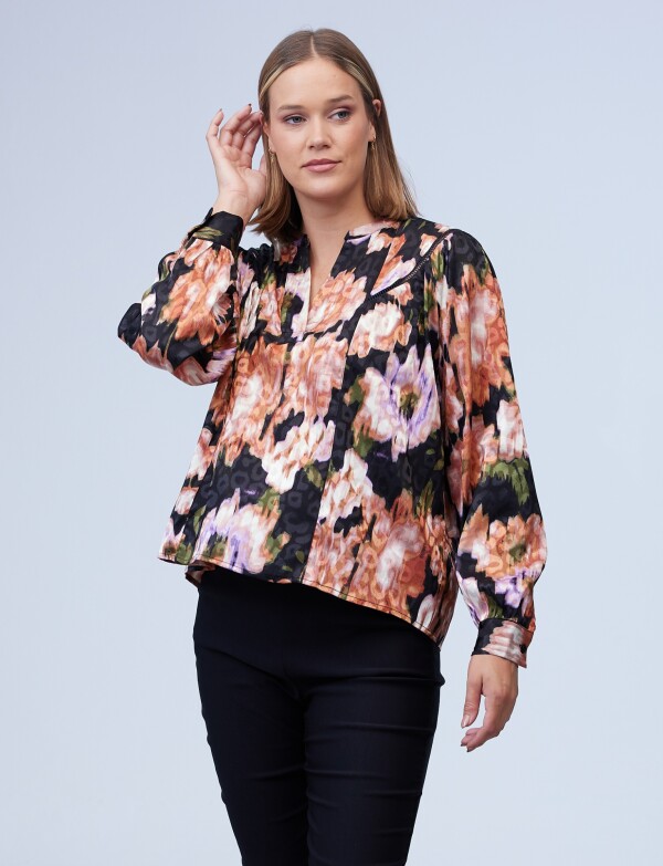 Blusa Saten Print MULTI/ROSA