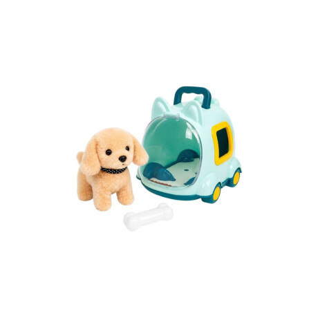 Perrito de peluche con caja transportadora Beige
