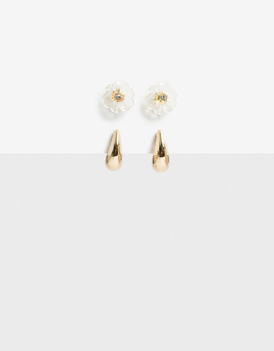 Aros Aros Set Corazón Metal Y Strass. 