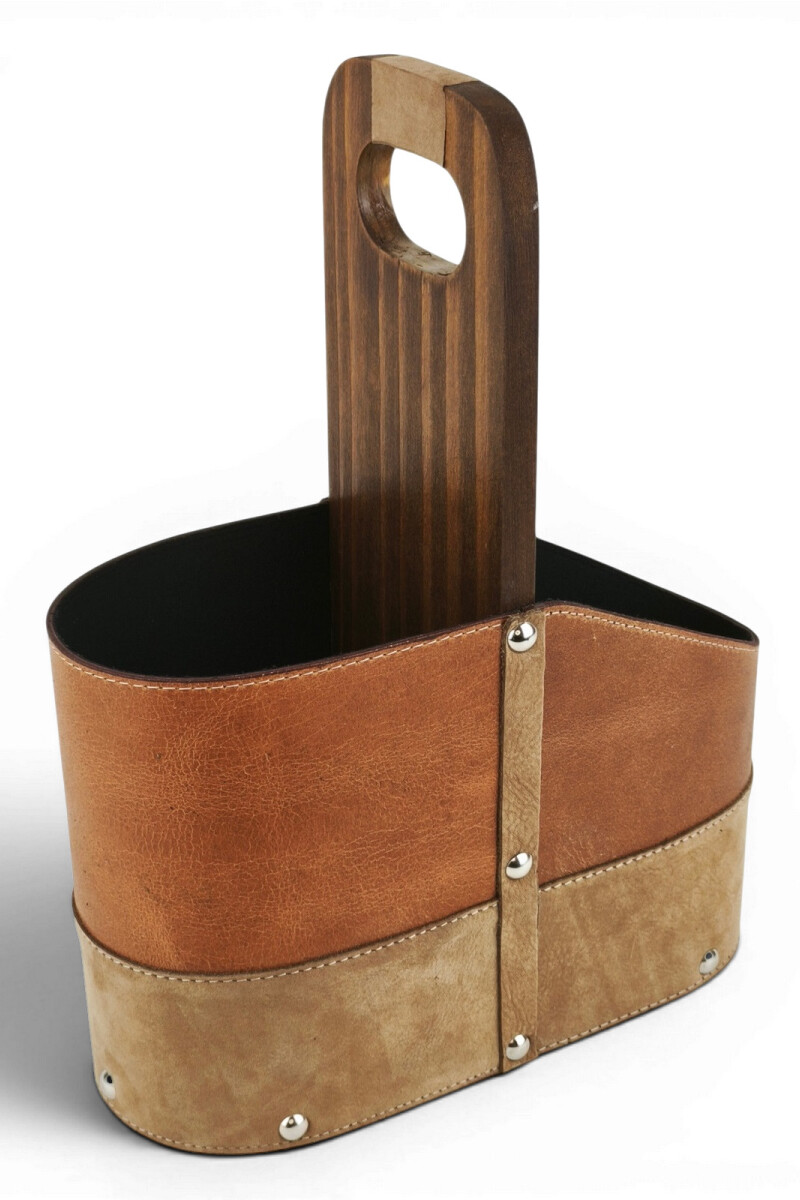 Matera de Cuero Legítimo con Estructura Integral de Madera Marrón claro