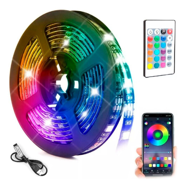 Cinta Luces Led Tira Rgb 5050 5m Bluetooth + Control Rem Cinta Luces Led Tira Rgb 5050 5m Bluetooth + Control Rem