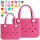 Set X2 Bolsos Carteras Compras Playera Goma +20 Pines Rosa