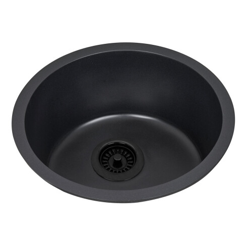 Pileta Cuarzo Redonda Negro Mate 46X46X20 Cm 000