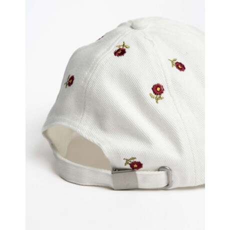 Gorra Bordada Flores Blanco Crudo