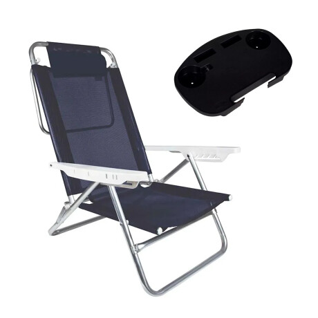 Set Silla 6Pos Almohadilla + Mesa Bandeja Port Divisiones Azul