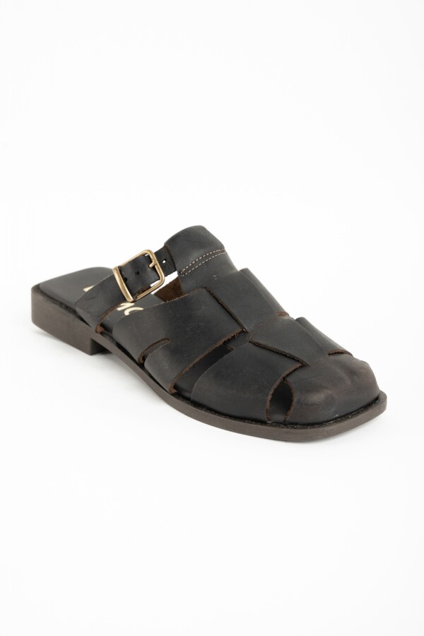 Zueco Cangrejera Cuero Chocolate