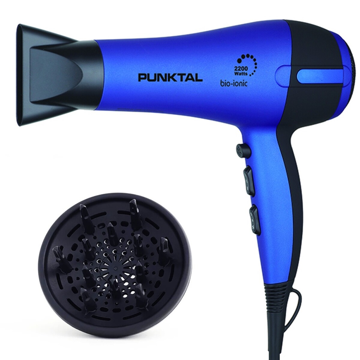 Secador De Cabello Punktal Pk-2200 Ion 2200w - SECADOR DE PELO PUNKTAL 2200ION AZUL 