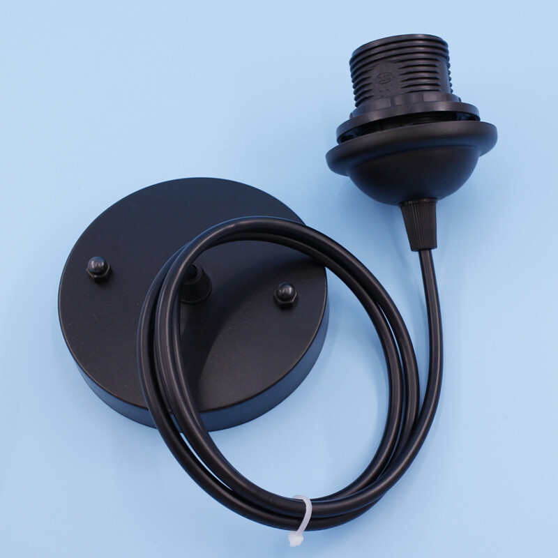 Porta lampara con cable colgante E27 negro Porta lampara con cable colgante E27 negro