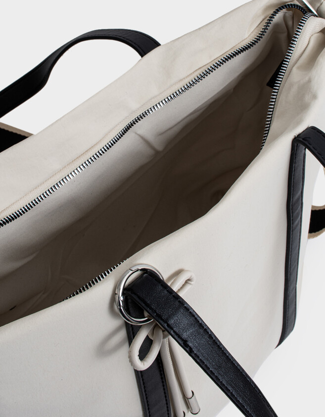 Shopper Clasico Cartera Shopper Con Correa - Blanco Crudo