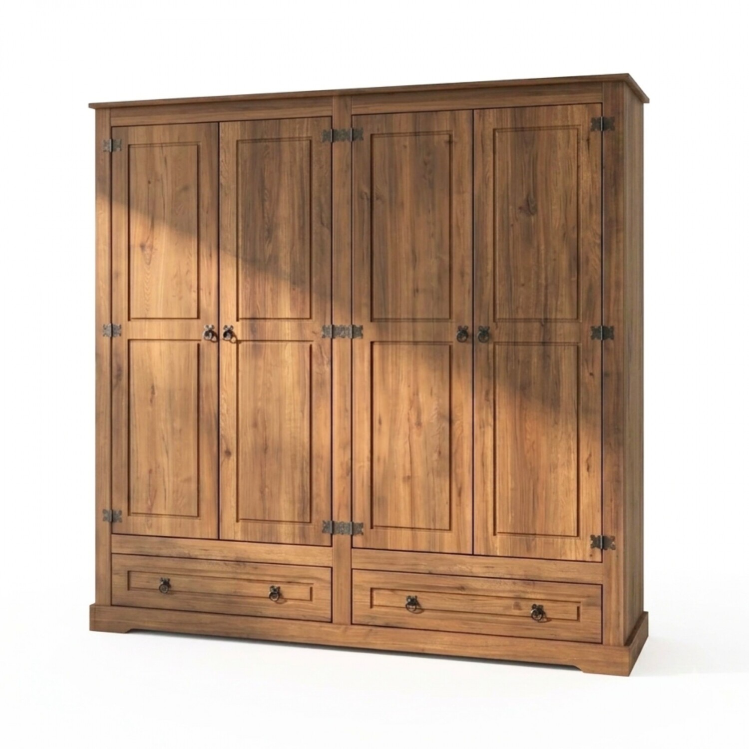 Ropero 4 puertas 2 Cajones Madera - Linea mexicana - Nogal — Rustico Hogar