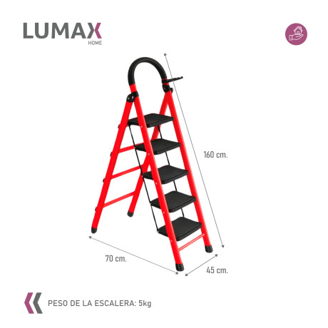 Escalera Tijera 5 Escalones De plastico Rojo/Negro