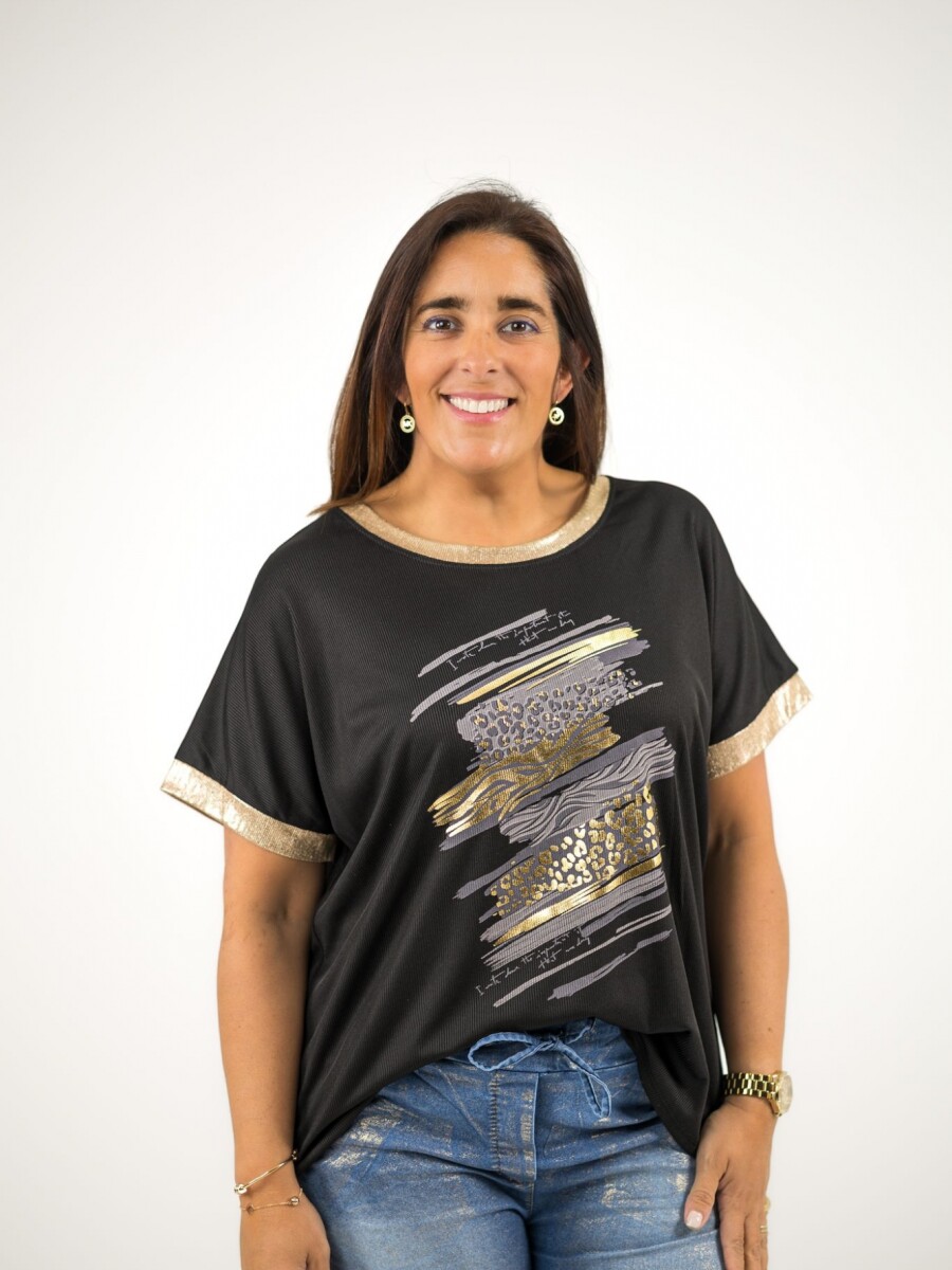 Blusa elastizada tipo morley Negro