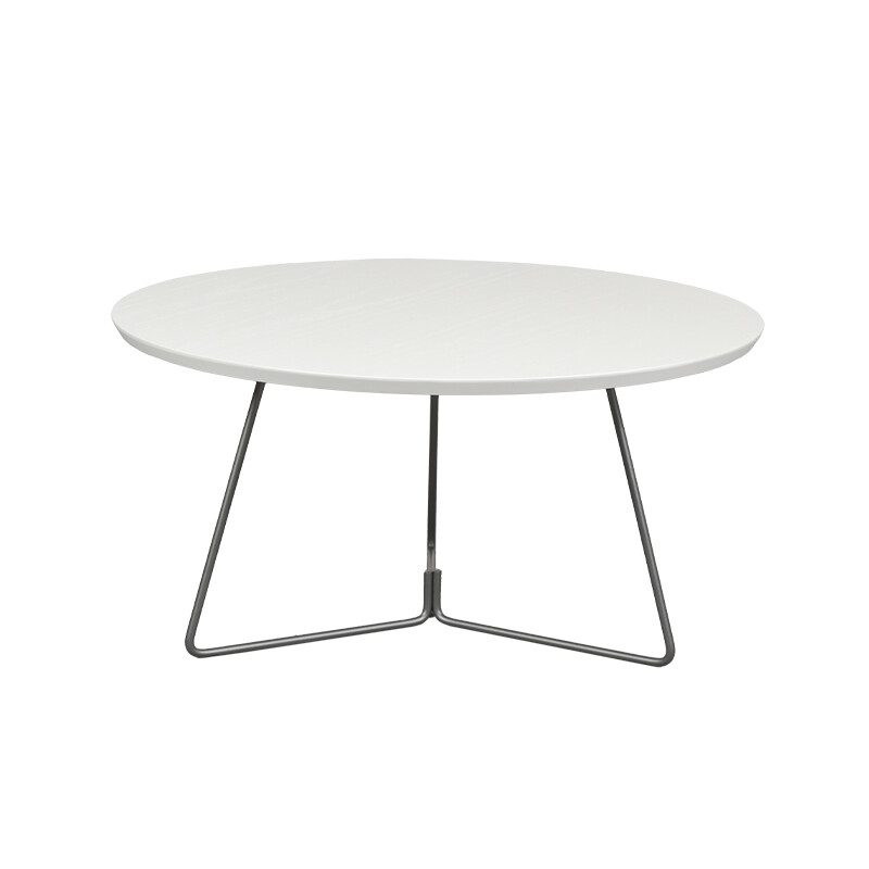 MESA DE CENTRO REDONDA - MADERA BLANCA Y PIE EN METAL GRAFITO - 70cms MESA DE CENTRO REDONDA - MADERA BLANCA Y PIE EN METAL GRAFITO - 70cms