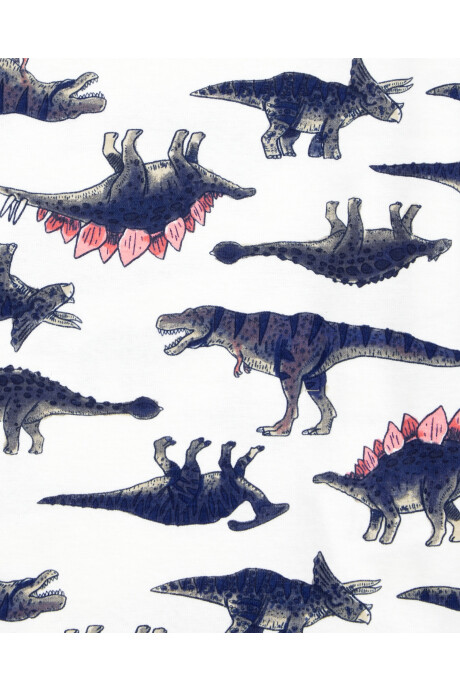 Pijama cuatro piezas de algodón, dos pantalones y dos remeras, diseño dinos Sin color