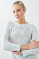 Sweater cinta con ruedo curvo verde agua