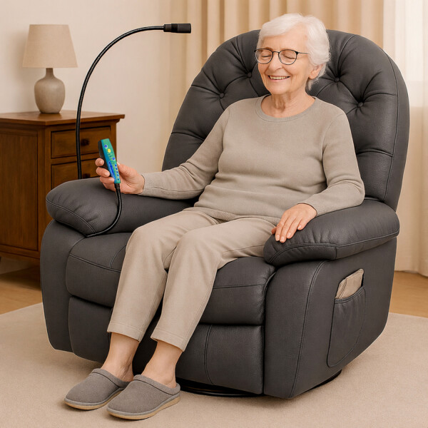 Sillón Masajeador Poltrona Con Control Remoto Y Soporte Para Celular GRIS