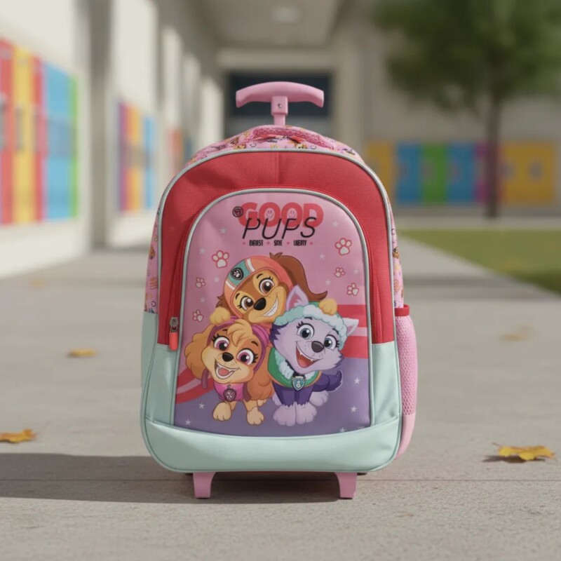 Mochila Nickelodeon 3D Con Carro 40x30x14 Cm Para Niñas Uso Escolar Diario Rosa