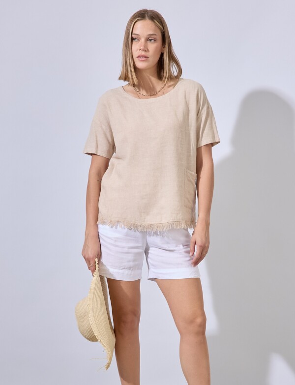 Blusa Lino Flecos BEIGE