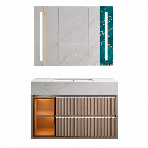 CONJUNTO DE BAÑO HABITARE MODELO LT2000-80M / MUEBLE + BACHA + ESPEJO C/ LUZ LED - 80 cm Conjunto De Baño Habitare Modelo Lt2000-80m / Mueble + Bacha + Espejo C/ Luz Led - 80 Cm