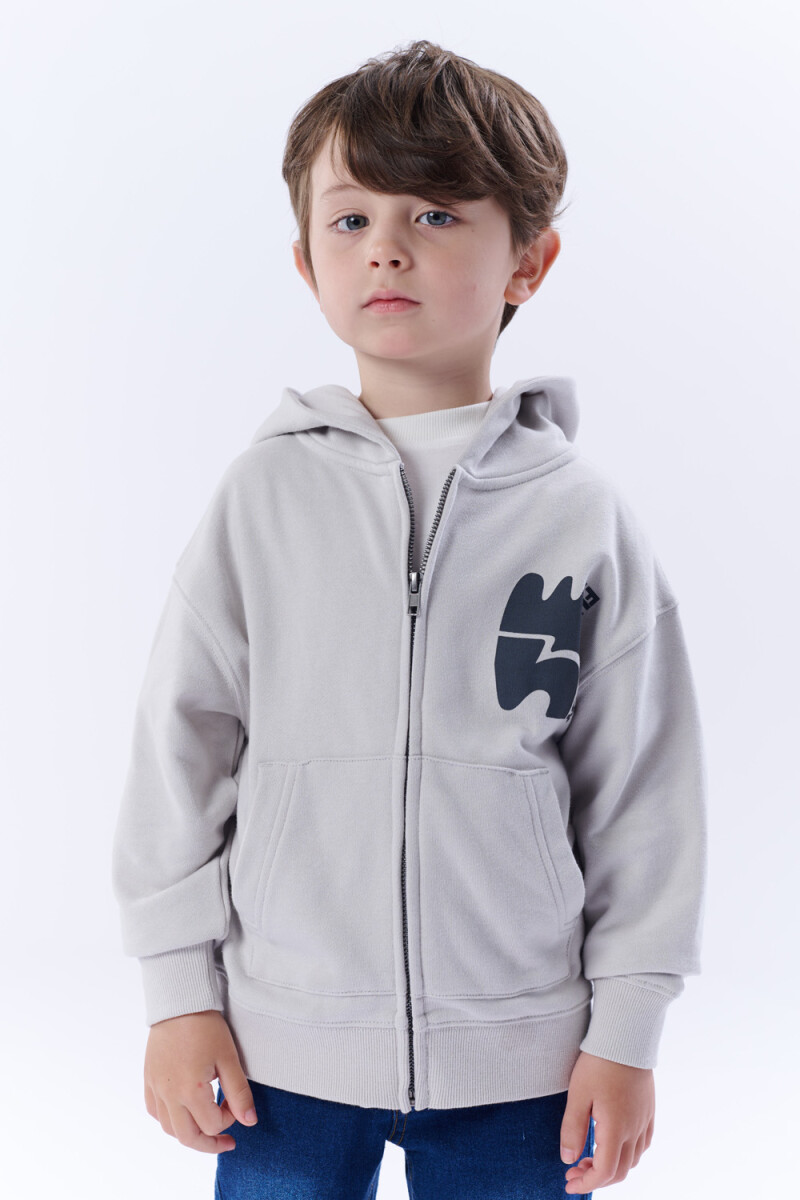 Campera deportiva estampa - Joy Gris Claro 
