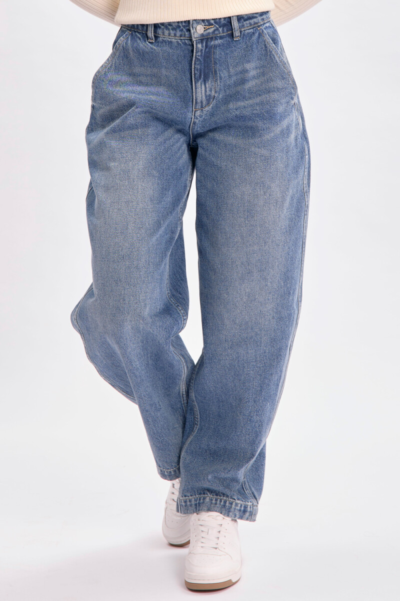 Pantalón jean carrot Azul Medio