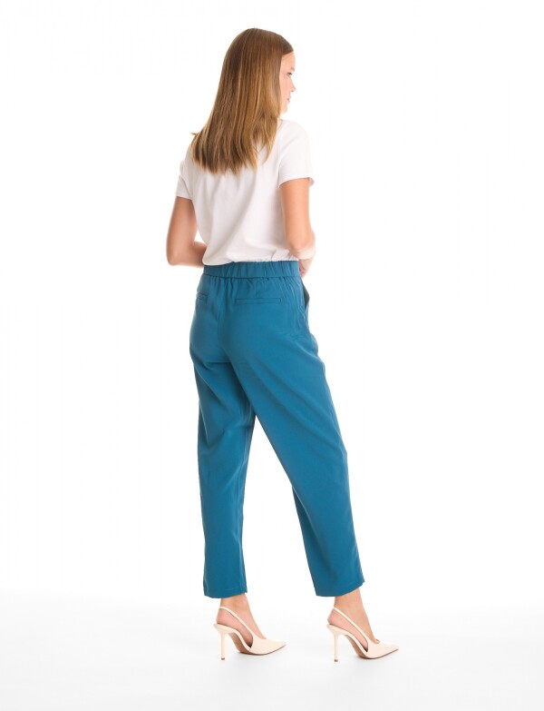 Pantalon Relaxed Fit & Cintura Elástica Posterior PETROLEO