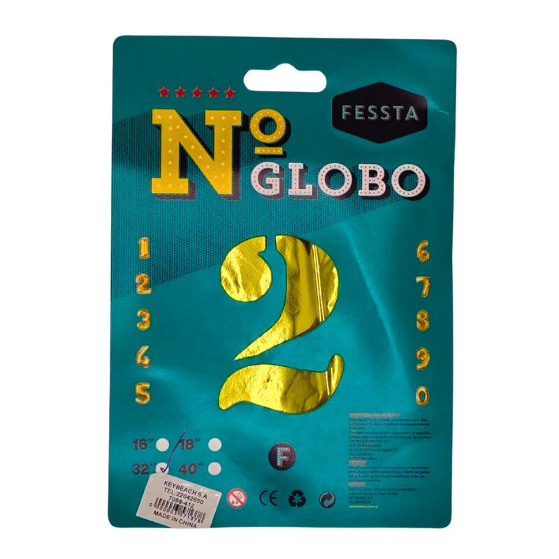 Globo Número Fessta 32" Dorado DOS